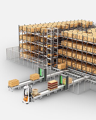 Funciones del sistema de lanzaderas de pallets en 2D